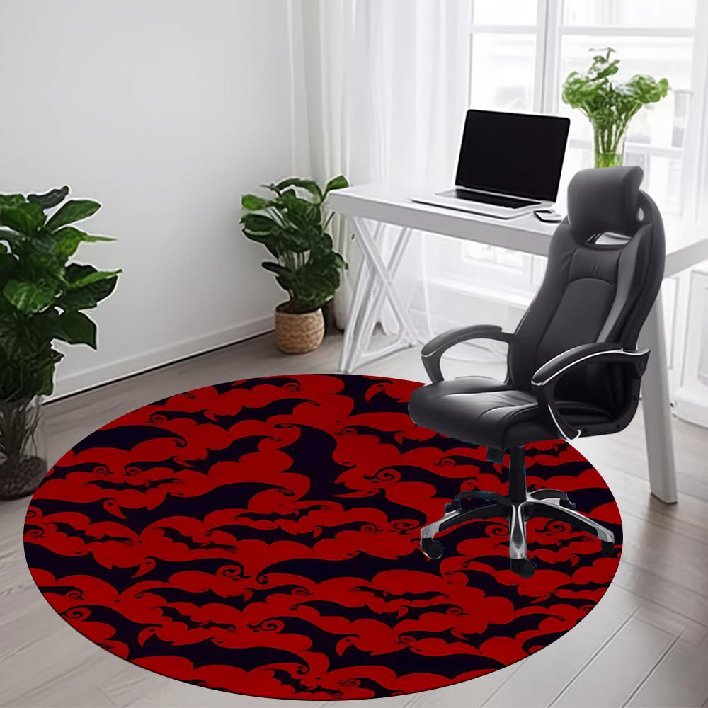 1PC Bat Swarm Office Round Area Rug, Mat Suitable For Office, Under Office Chairs Bedroom Living Room Home Decor, Room Deco