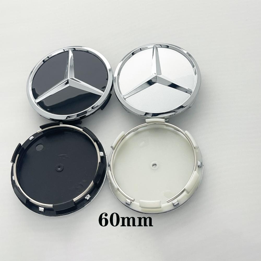 zrvmt3 2025 Hot 4pcs 60mm Black Silver Car Wheel Center Hub Cap Badge Logo Cover Accessories For Mercedes Benz W205 W204 W203 A C E B C