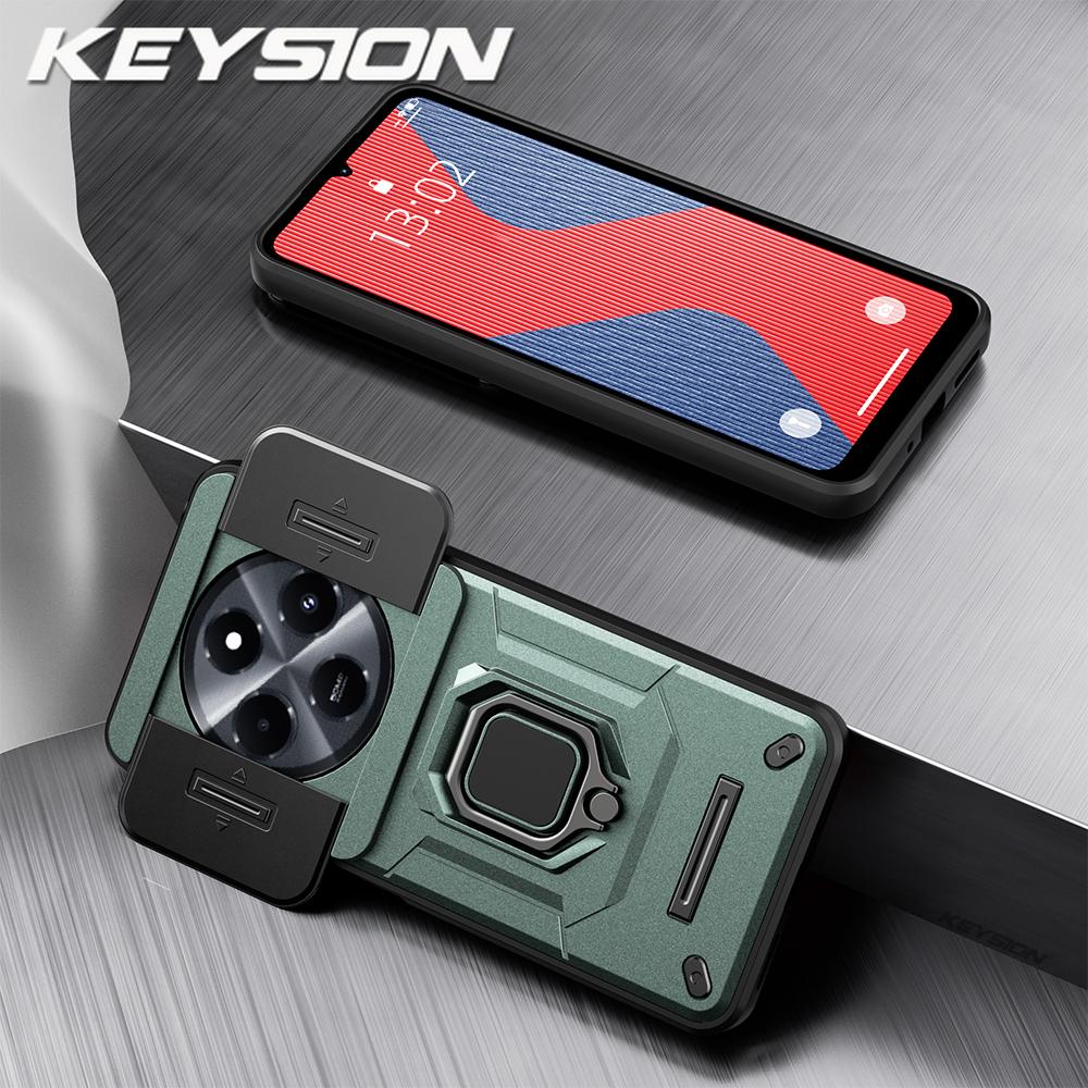 Case For Shockproof Armor Keysion Xiaomi Redmi 14c Siliconepc Slide Camera Lens Protection Ring Stand Phone Cover For Redmi 14c