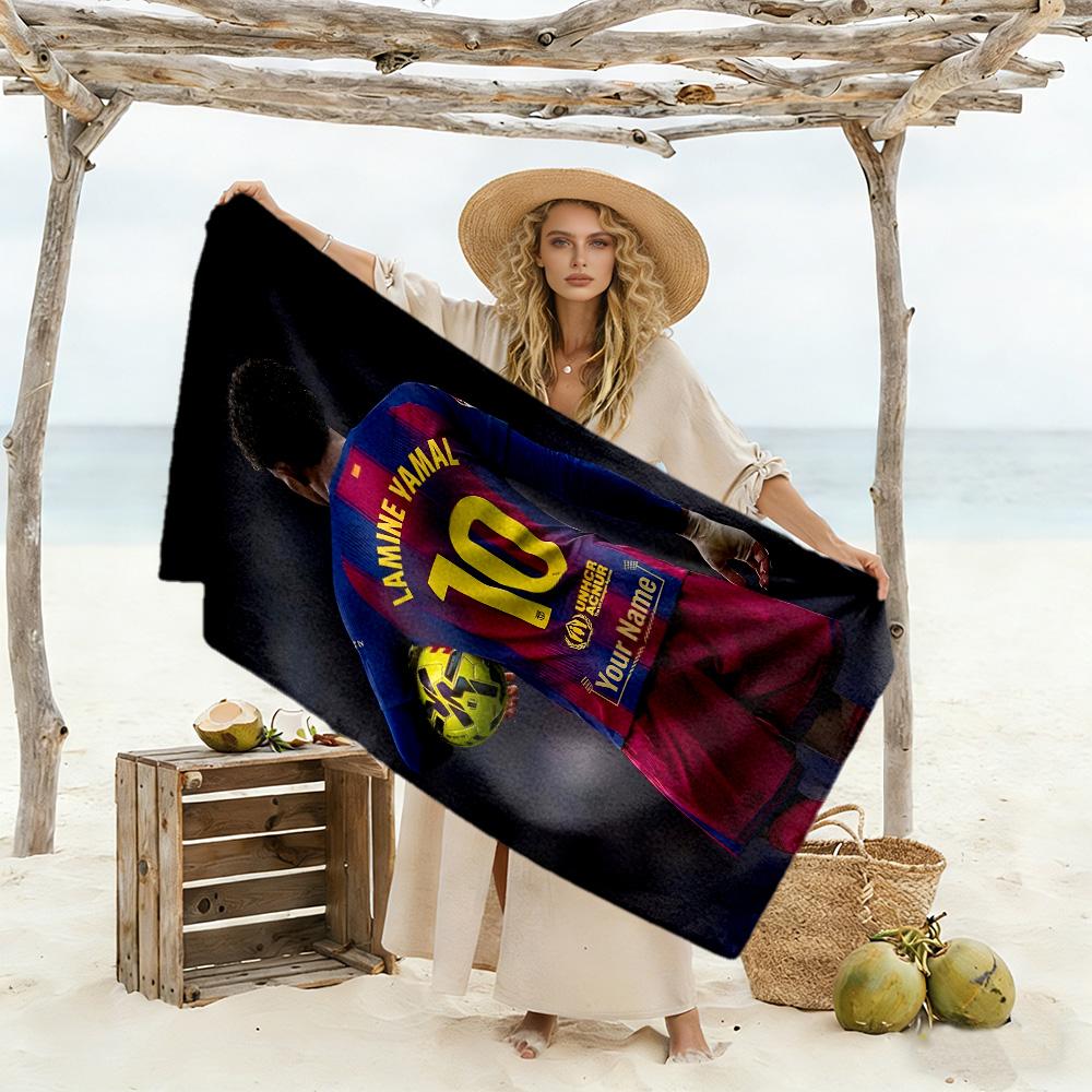 Yamal Customize Your Name Beach Towel Quick-Dry Soft Microfiber Suitable for Swimming Gym Camping Yoga Vacation