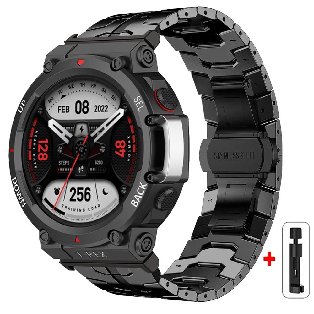 Стальной Ремешок для Huami Amazfit T-rex 3/2 Trex Pro Металлический Ремешок для Часов для Amazfit T-Rex Ultra T-REX PRO3 48ММ Бабочка Застежка Аксессуары для Смарт-часов