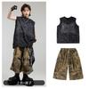 Kids Hip Hop Dance Outfit Set Boys Cool Rhinestone Tank Top Snake Camo Shorts Performance Costume Street