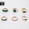 Европейские и американские винтажные персонализированные украшения Набор из шести колец с зелеными бриллиантами Набор колец из имитации драгоценных камней в стиле легкой роскоши
