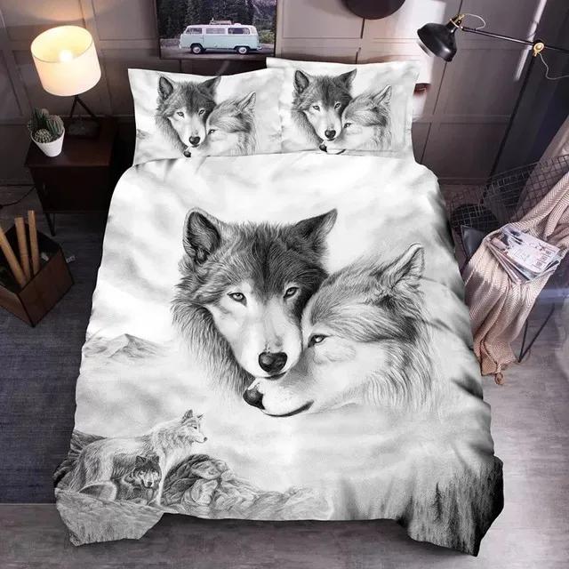 3D White Wolf Bedding Set  Aniaml Bedding Set Single Twin Double Queen King Cal King Size Bed Linen Set