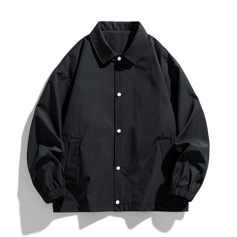 Coach Jacket Men's Spring and Autumn Loose Lapel Solid Color Casual All-Match Jacket Men's