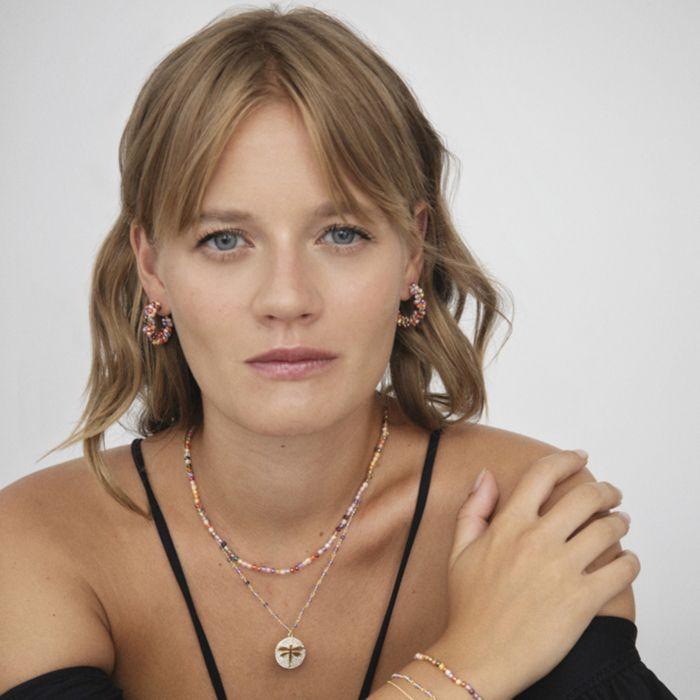 Boucles d'oreilles en argent 925 Luxenter avec cristaux multicolores finis en or jaune 18K - Salblai