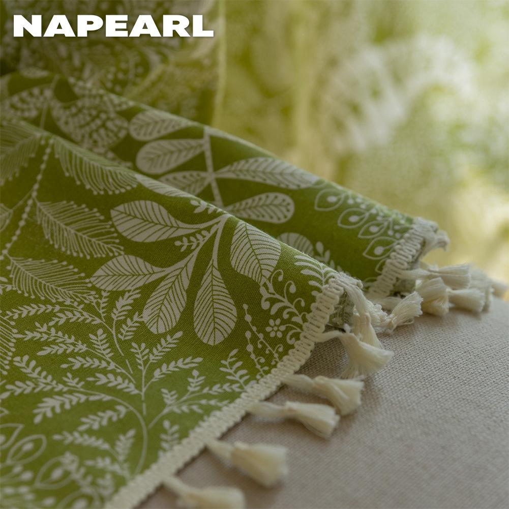 1 шт. NAPEARL богемный ретро деревенский зеленый растительный узор полузатеняющие шторы для маленьких окон, балкона, домашний декор