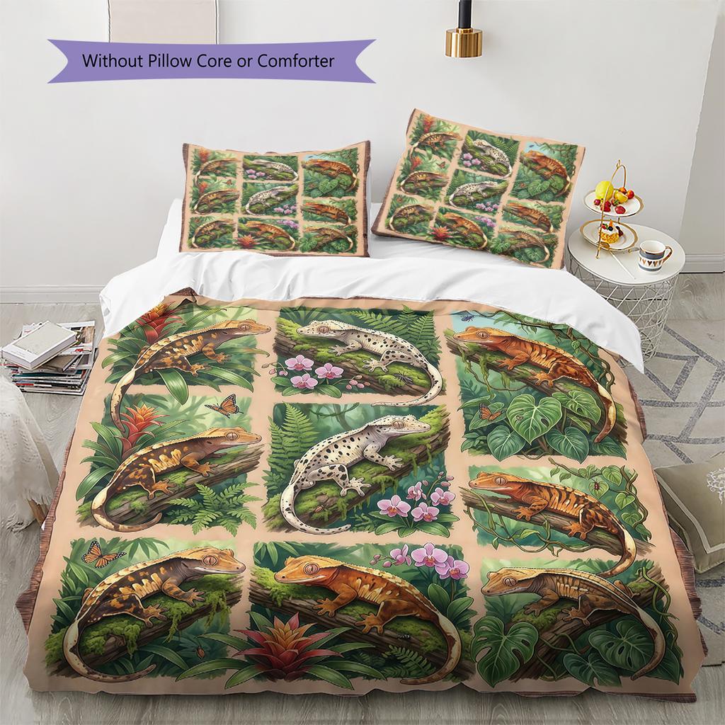 Retro Oil Painting Animals Pattern Bedding,Quilt Set Quilt Cover Pillowcase Home Birthday Gift (1 * duvet cover + 2 * pillowcase, without core)