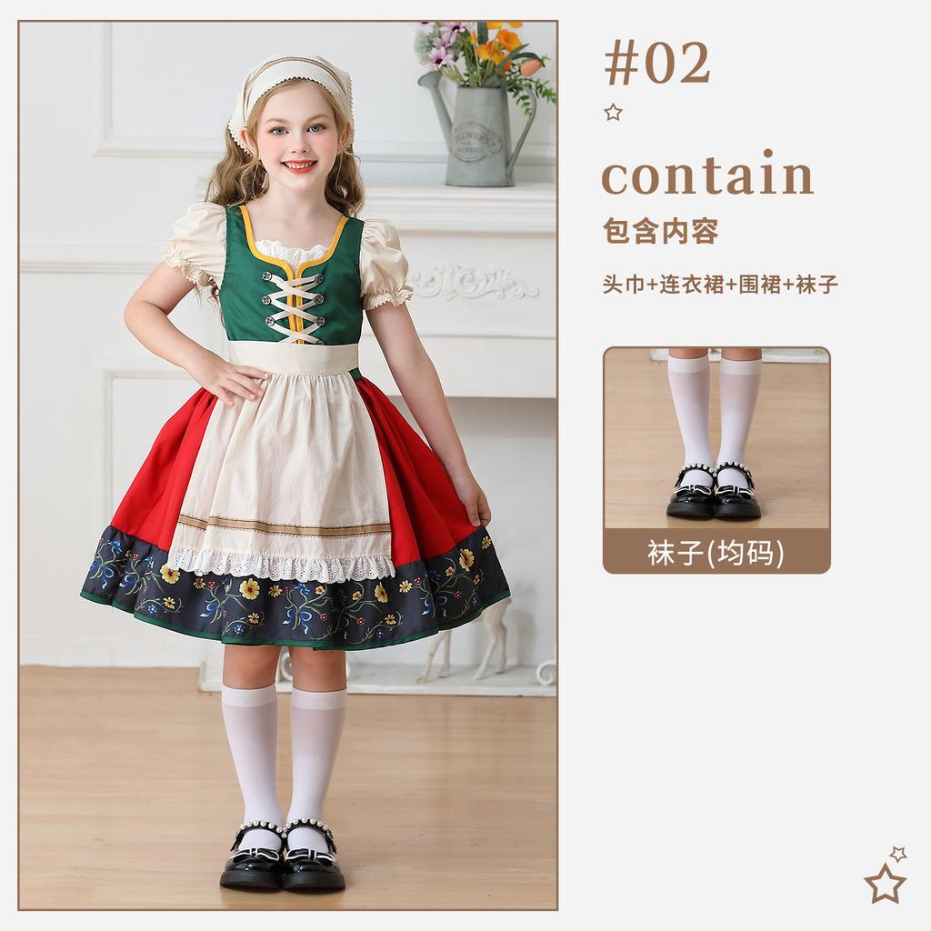 Bavarian children's clothing European pastoral girl farm Germany Munich Oktoberfest Dirndl dress
