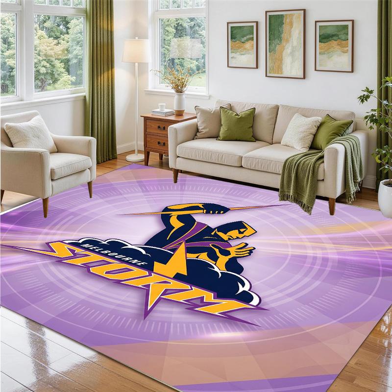 Melbourne Storm Design Crystal Velvet Rug Soft Decorative Mat for Bedroom Entrance