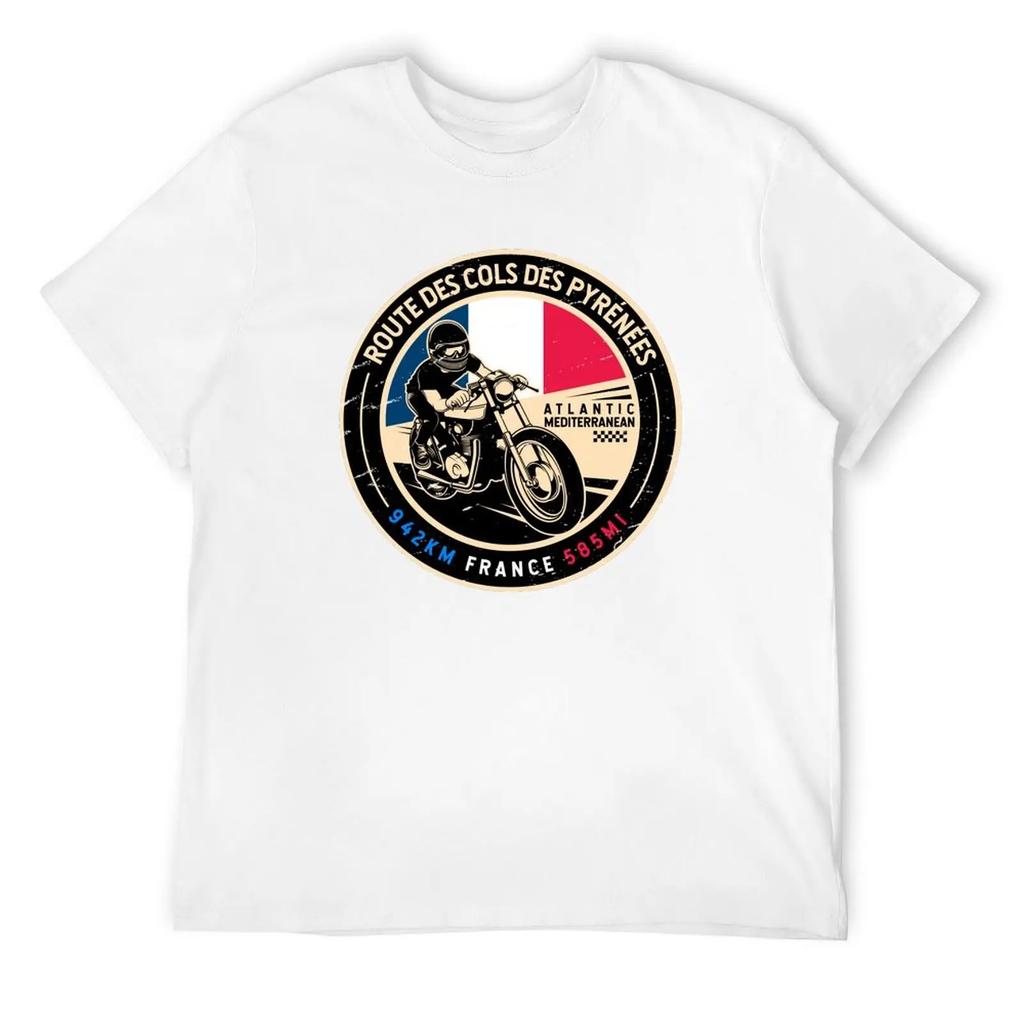 Route des Cols Pyrenees Motorcycle T-Shirt heavyweights customizeds sports fans topping anime shirts men