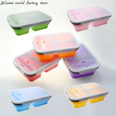 Silicone World 1300 мл Силиконовый Складной Портативный Ланч-бокс Большая Вместимость Миска Ланч Бенто-бокс Складной Ланч-бокс Экологичный