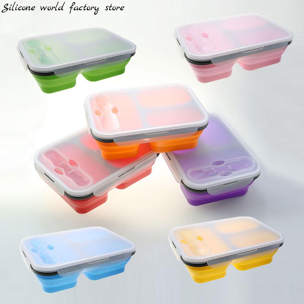 Silicone World 1300 мл Силиконовый Складной Портативный Ланч-бокс Большая Вместимость Миска Ланч Бенто-бокс Складной Ланч-бокс Экологичный