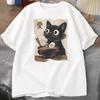Смешной Кот RaУнисекс Графическая Футболка Японский Kawaii Аниме Кот Футболка Хлопок Короткий Рукав Оверсайз Свободный Короткий Рукав Футболка Уличная Одежда