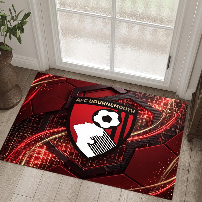 Bournemouth Football Design Crystal Velvet Carpet Cozy Non?Slip Printed Rug For Bedroom Living Room Entrance
