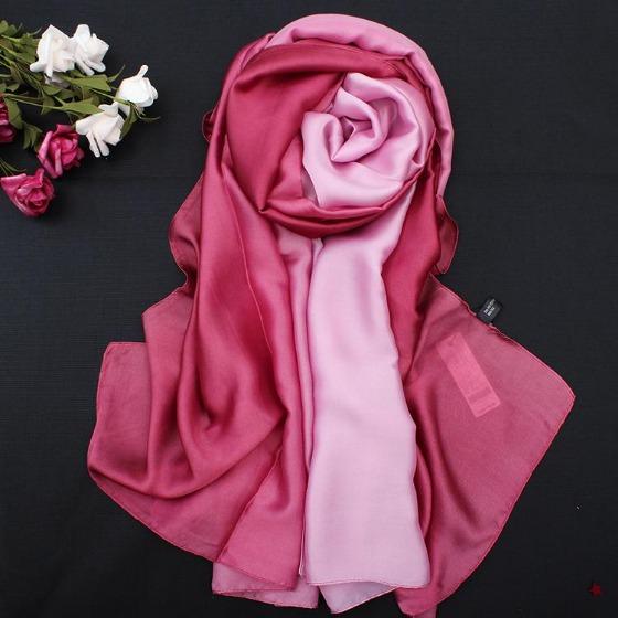 190*110cm Women Chiffon Scarf Gradient Color Protection Spring Summer Multicolor Printed Shawl Poncho Beach Luxury Ladies Retro