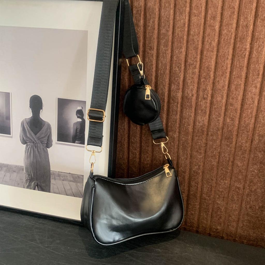 Stylish Shoulder Bag for Women Lightweight PU with Detachable Coin Purse Adjustable Strap for Daily Use Shopping Handbag