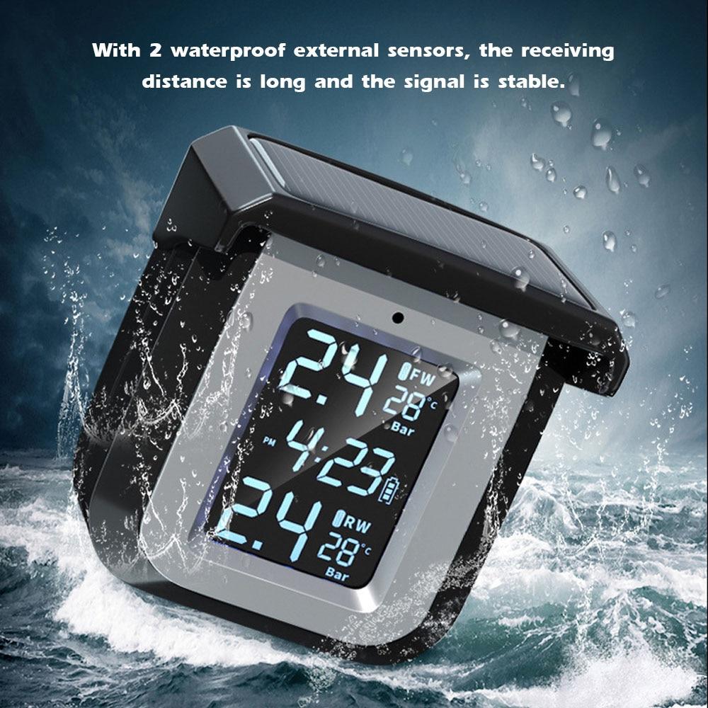 Wireless Solar Tire Pressure Monitoring System for Motorcycle – Waterproof TPMS Detector