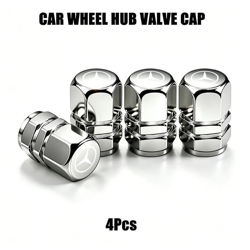 4Pcs Car Wheel Tire Valve Stem Cover Dustproof Cap For Mercedes Benz W210 W176 AMG CLS CLE CLA GLA GLB GLS Class A GLE W222 E300 MX9