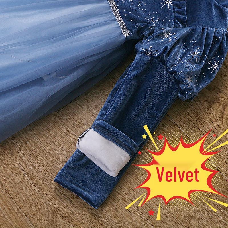 Платье Замороженной Принцессы с флисовой подкладкой для девочек - Зима, Хэллоуин и Рождество