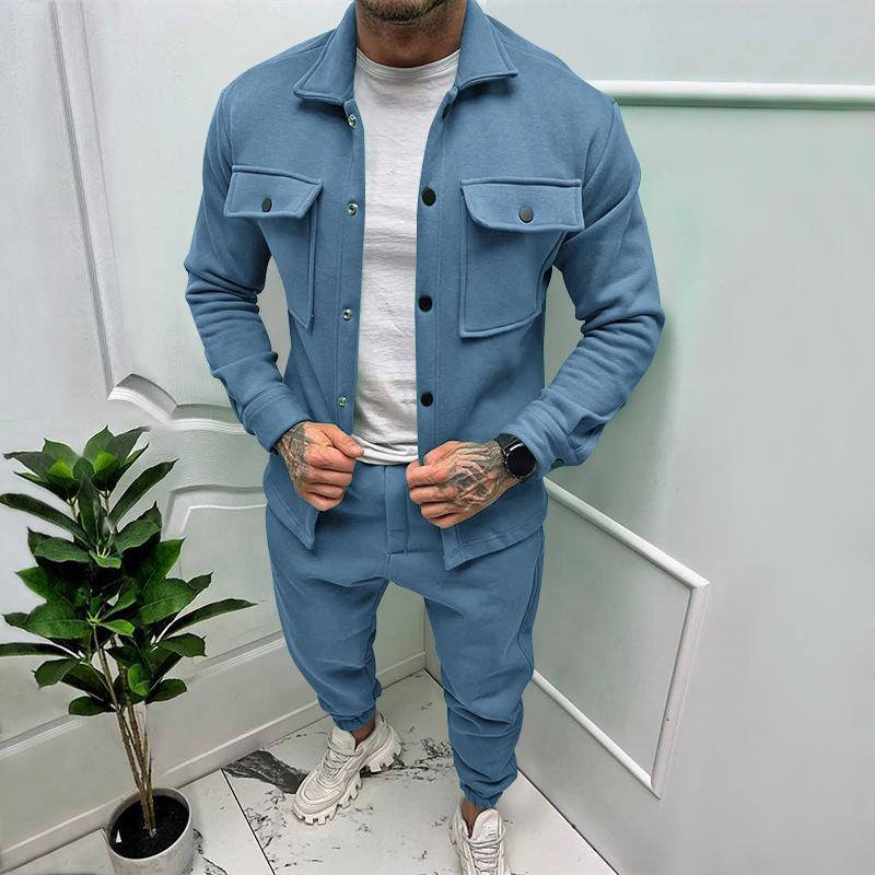 Men's Autumn/Winter Casual Suede Sports Suit - European/American Style