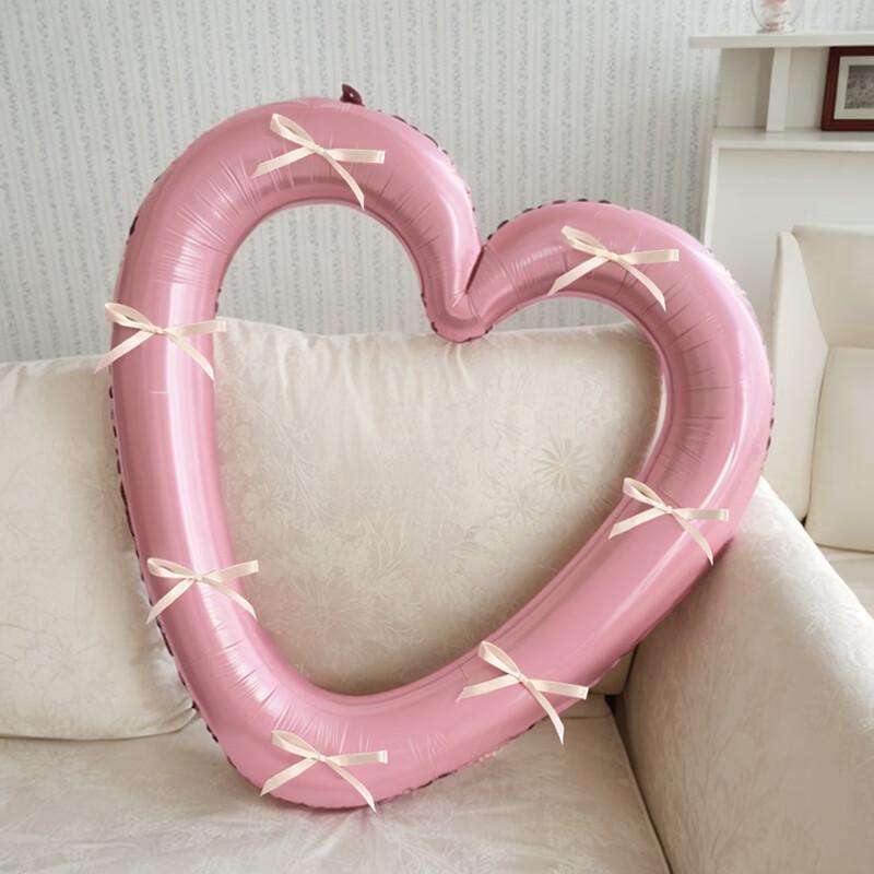 Shicai Pink Heart Balloon, Birthday Scene Decoration Gift, Children's First Birthday Party Photo Props, Bow Tie White