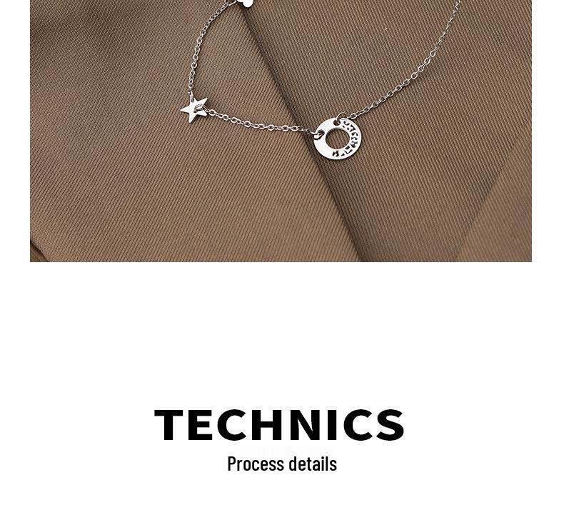 Minimalist Titanium Steel Necklace with Hollow Circle, Flower, and Star Pendants for Women - Clavicle Chain Style (P958)