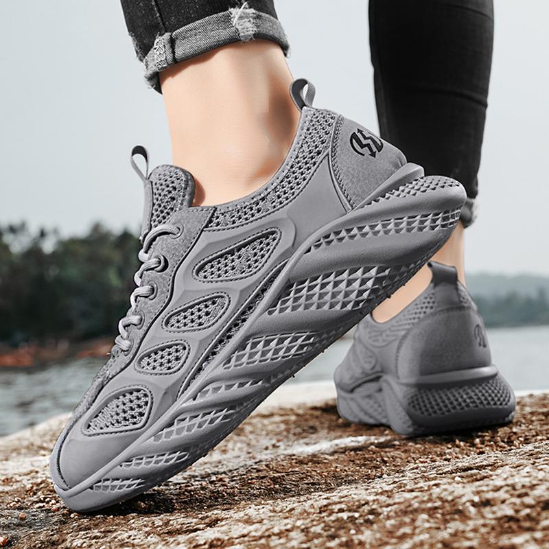 Men'S Water Shoes Outdoor Anti Slip Quick Drying Waterproof Shoes Summer Mesh Breath Lace Up Sneakers Sandals For Man Platform
