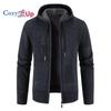 New Hooded Sweater Men's Long Sleeve Knit Solid Color Slim Fit Thick Warm Cardigan