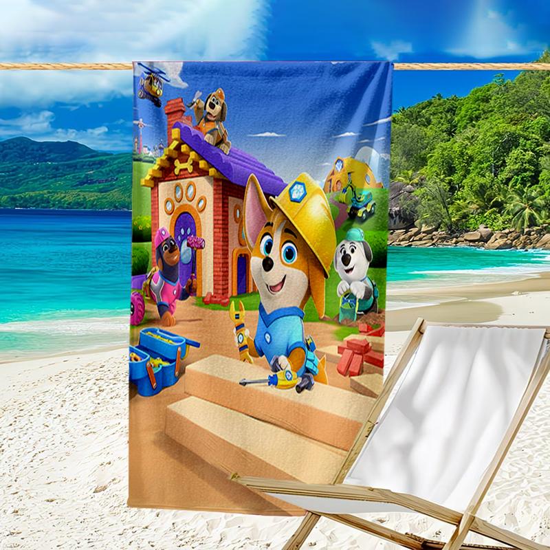 Ultra-Soft Beach Towel with Pupstruction Theme,Ideal for Pool - Camping, Diving - Perfect Travel Essential, Vibrant Beach Towel.