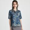 Mother's Day Chinese Classical Style: Spring/Summer Round Neck Printed Western Style Loose and Skinny Mulberry Silk T-shirt for Women