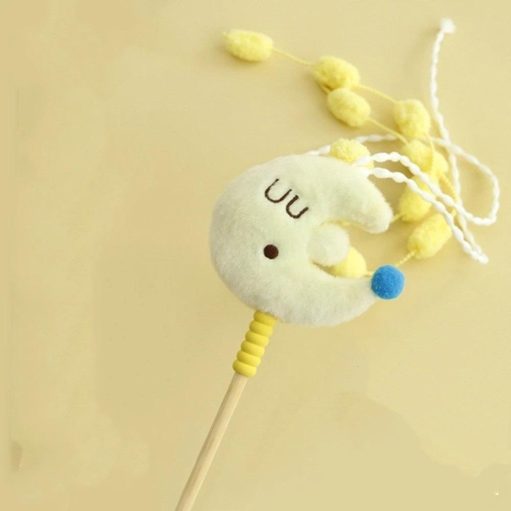 Cartoon Interactive Cat Toy Long Handle Cat Teasing Pole Kitten Teaser Wand Entertaining Toys