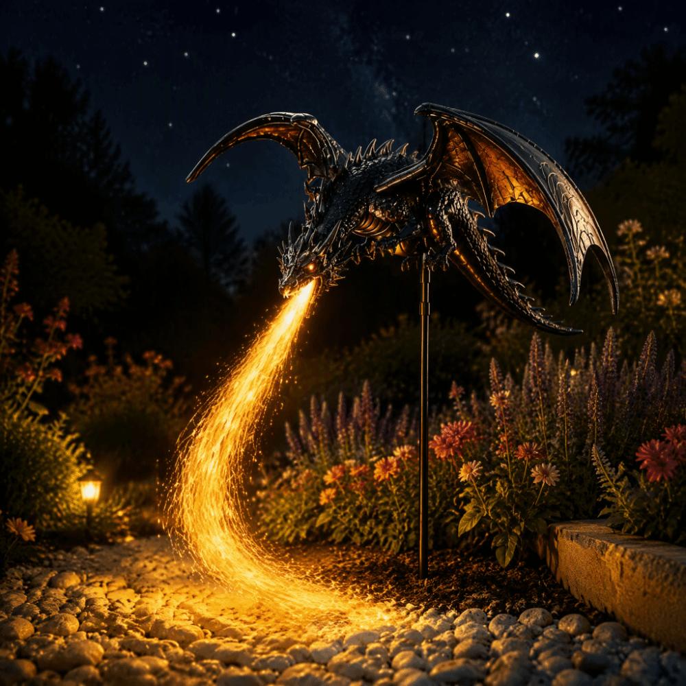Waterproof Solar Fire Garden Lamp Resin Artwork Resin Dragon Fire Garden Light Solar LED Lamp Yard
