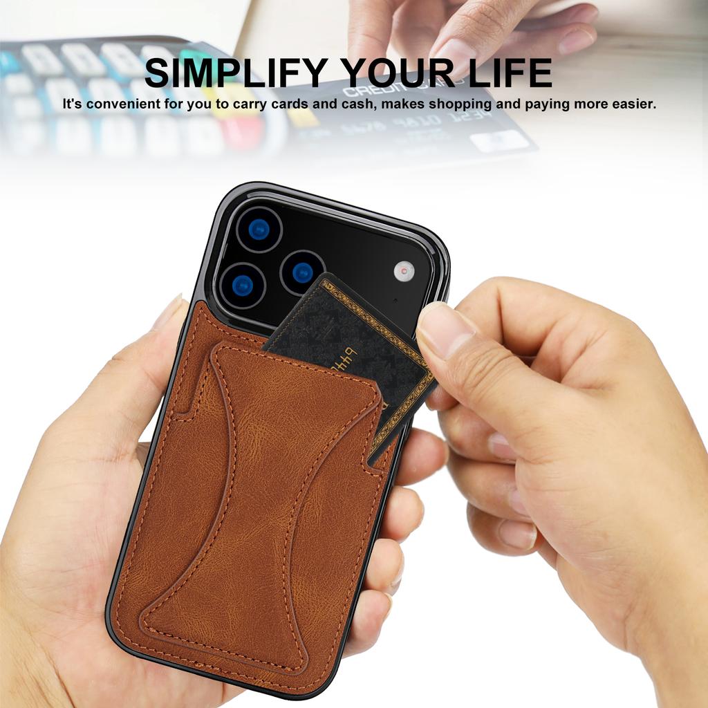 Складная подставка Кожаный чехол для телефона Для iPhone 17 Pro Max 16 Plus 15 14 13 12 Защитный с отделениями для кредитных карт Чехол-подставка