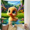Cute Duckling in a Flower Garden Pond Patterned Tapestry Decorative Wall Hanging, Home Bedroom Living Room Decor