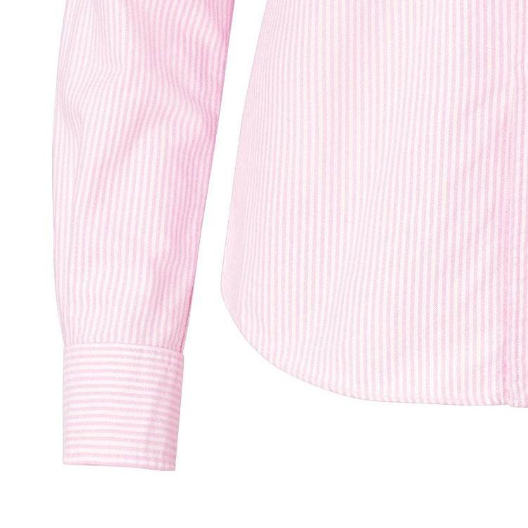 Polo Ralph Lauren Ss22 Хлопковая рубашка с воротником на пуговицах и длинным рукавом в полоску Женские рубашки Розовая 211743355-005