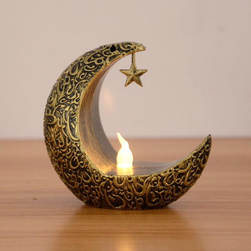 Светодиодная свеча Eid Mubarak, украшения в виде луны и звезды, 2025 Рамадан Карим, украшение для дома, подарок на Ид аль-Адха, фестивальные принадлежности для вечеринки