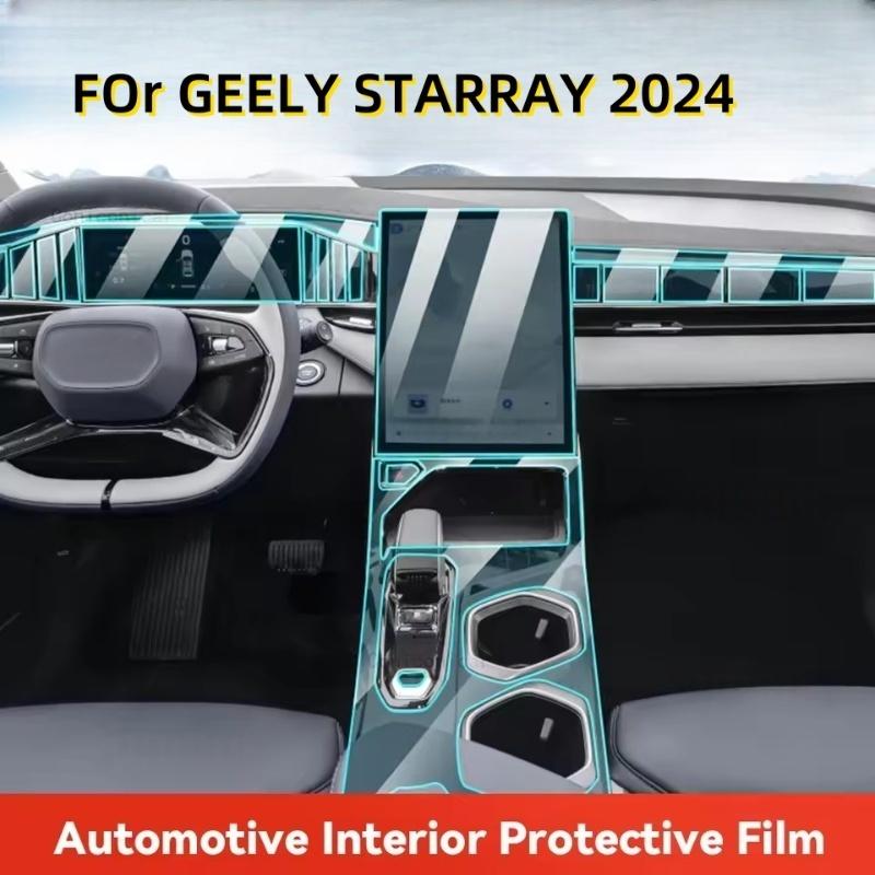 Наклейка Пленка ТПУ Для GEELY STARRAY 2024 Прозрачная Защитная Пленка Аксессуары для Салона Автомобиля Центральная Консоль Панель Навигации