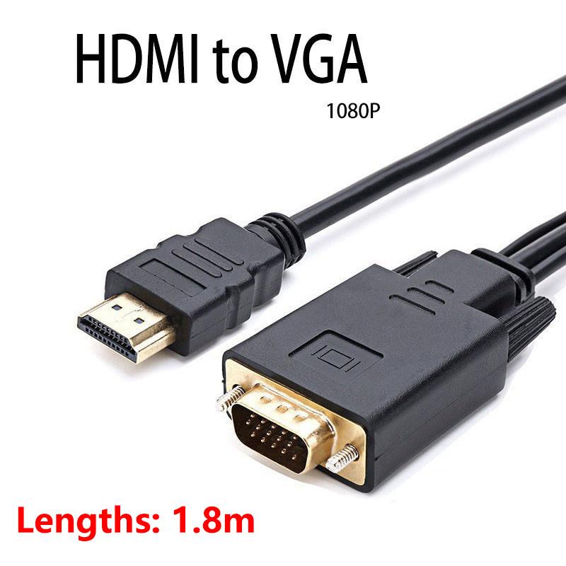 Совместимый с HDMI адаптер VGA HD 1080P конвертер 1,8 м кабель для настольного компьютера ноутбука ПК ТВ приставки монитора