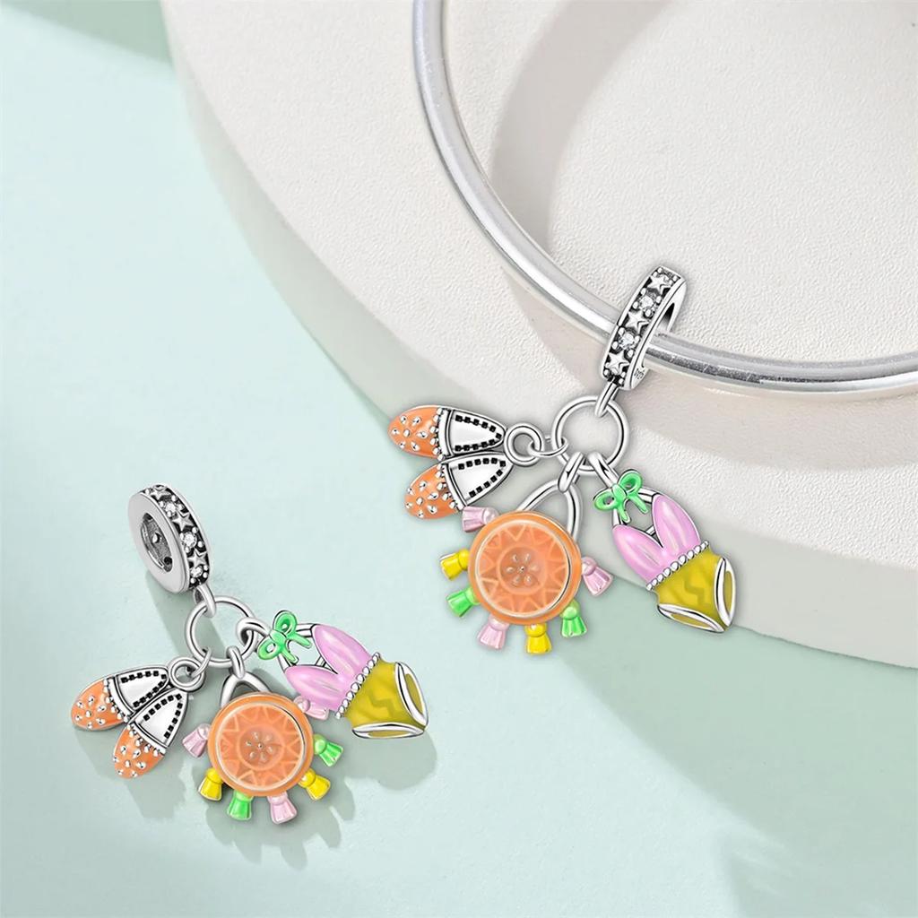 Copper Charms Coconut Tree Cactus Starfish Beach Beads Fit Original Bracelets Bangle Diy Pendant Fine Jewelry Gift