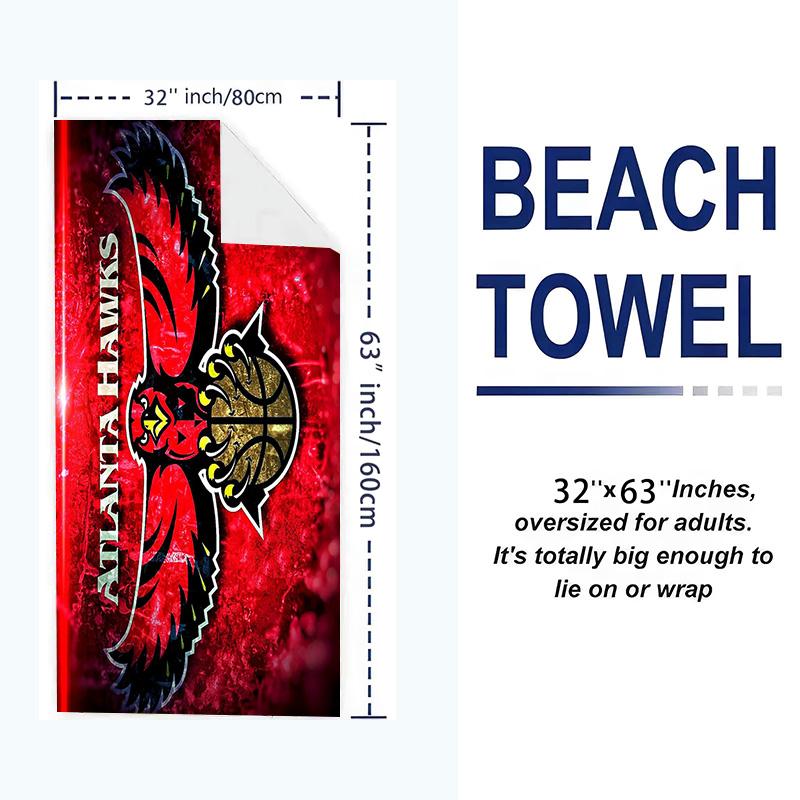 Atlanta hawks Print Beach Towel, Large Soft Quick Dry Towel for Beach Camping Swimming