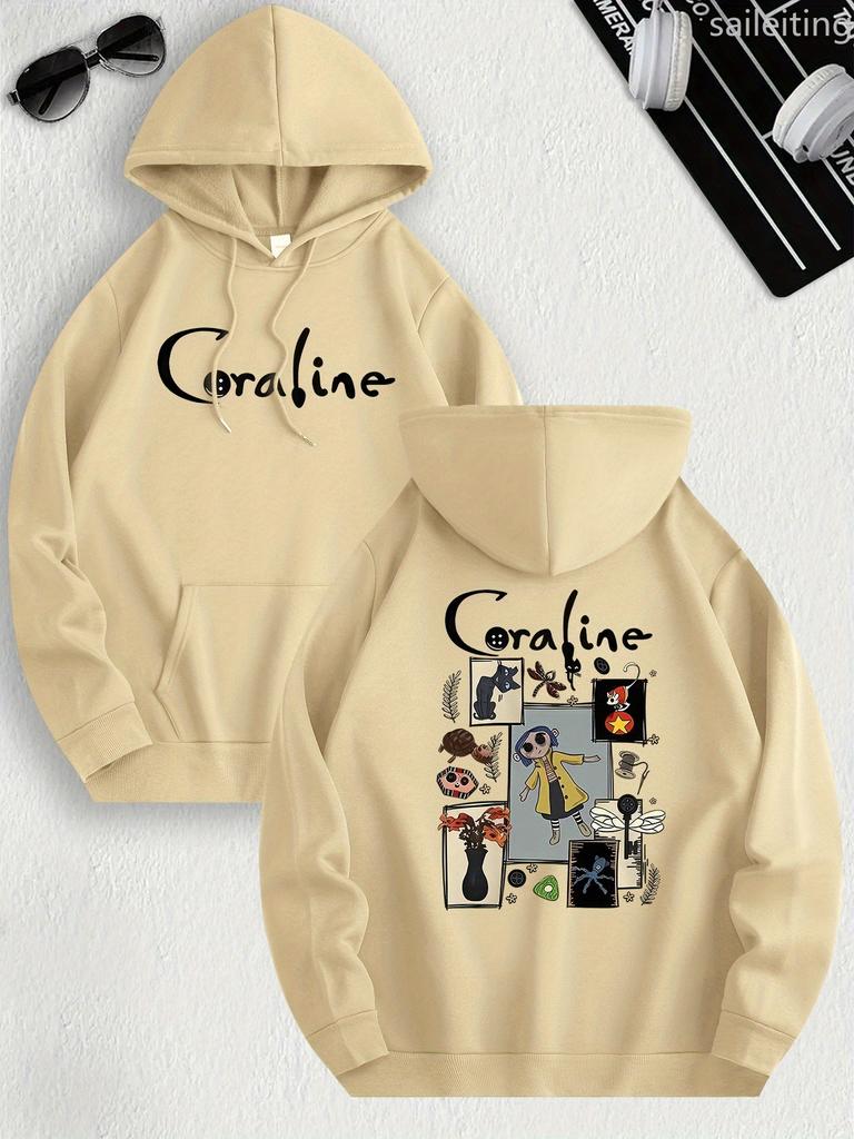 Вдохновленное Повседневное Худи для Женщин Трикотажный Рукав Обычная Посадка Пуловер с Карманом Кенгуру Худи Зимняя Одежда Женская