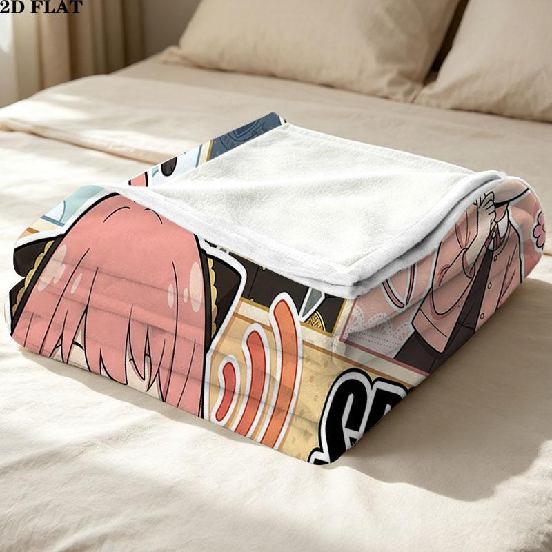 1PC Spy Family Patterned Flannel Blanket Suitable For All Seasons For Home Decor Warmth And Comfort Gifts Holiday Present