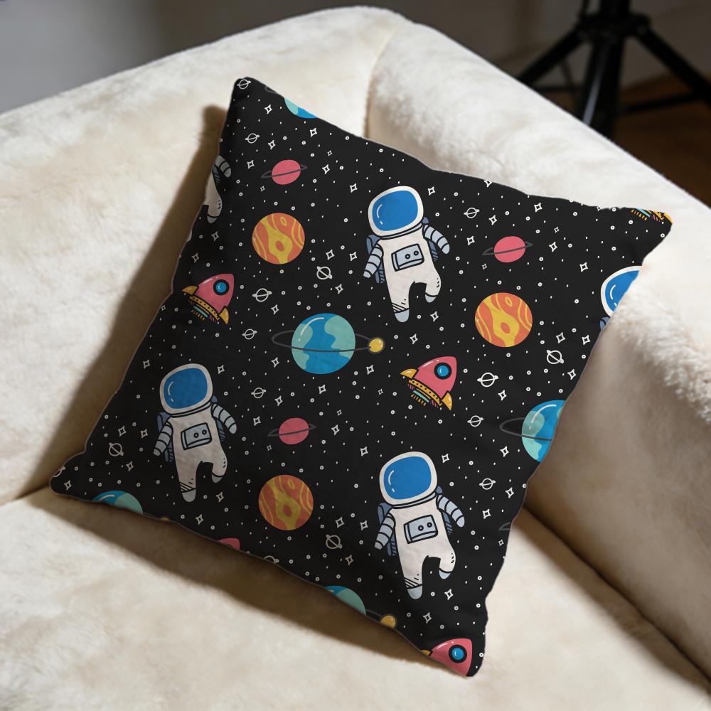 Outer Space Cartoon Cushion Cover Soft Decorative Pillow Case Suitable for Bedroom Sofa Car Travel Use
