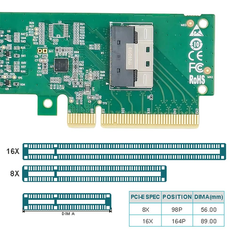 NFHK Адаптер 8X to MCIO 8i Mini Cool Edge IO VROC для материнской платы SSD Видеокарта PCIE5.0 PCI-Express SFF-TA-1016