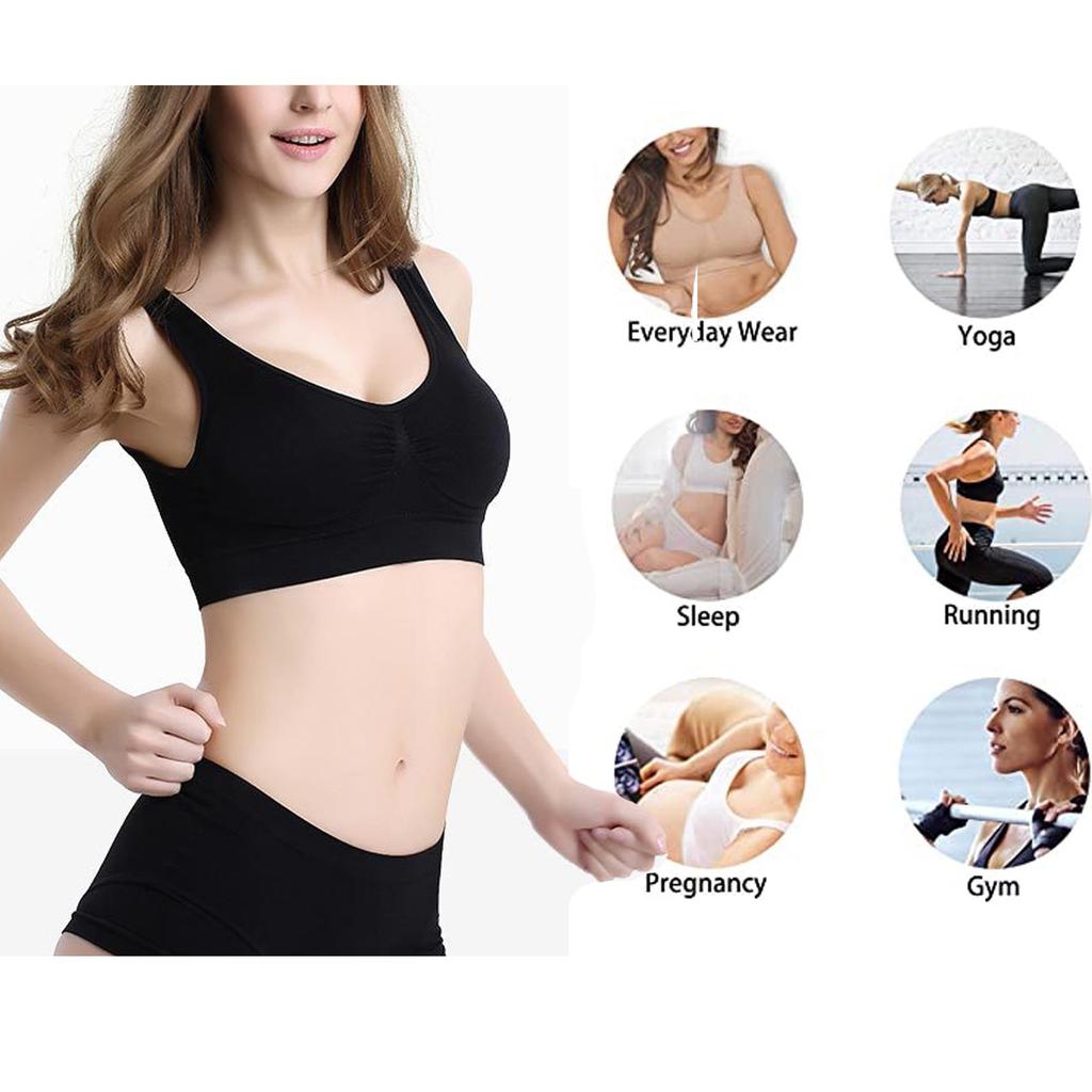 Комплект из 5 бесшовных спортивных бюстгальтеров для йоги без косточек со съемными подушечками для женщин
