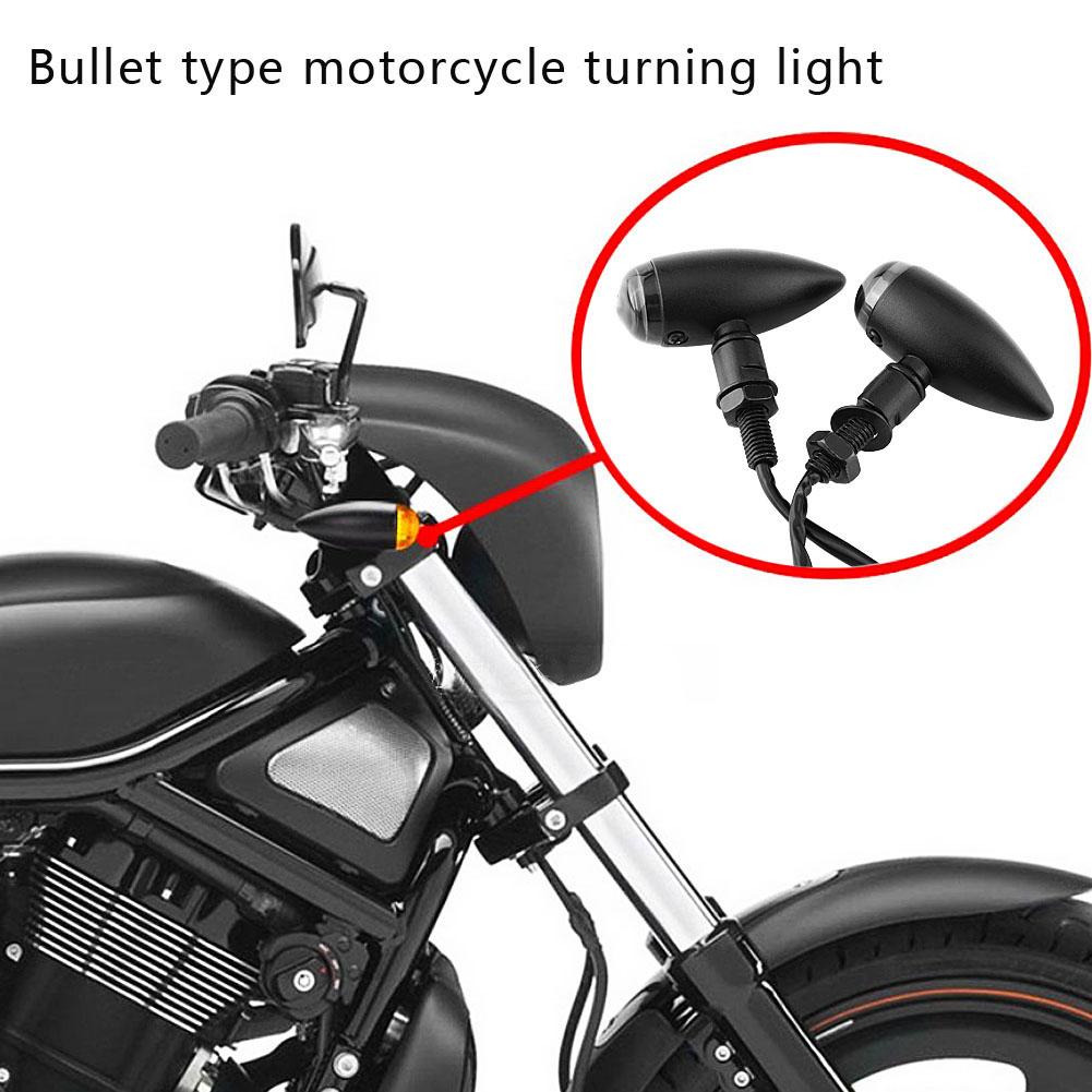 2pcs Motorcycle Bullet Amber Turn Signals Indicator Lighting Lamp Black