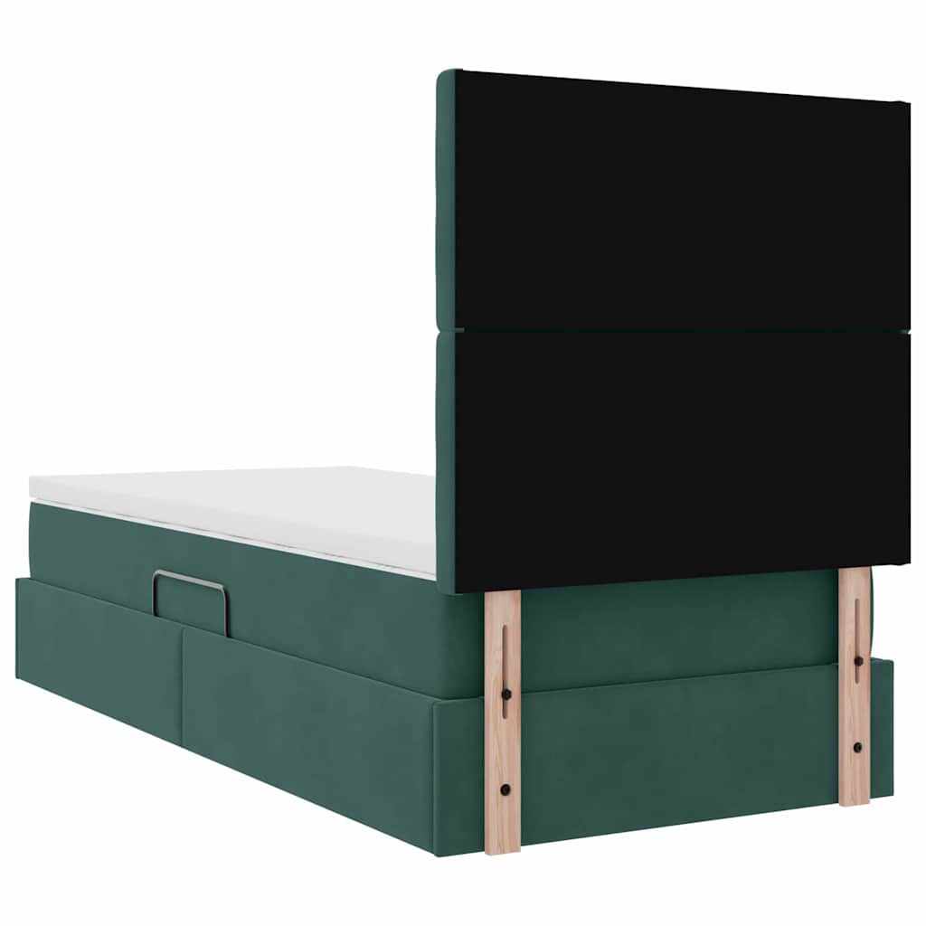 Storage Bed with Mattress Dark Green 90 x 200 cm Velvet