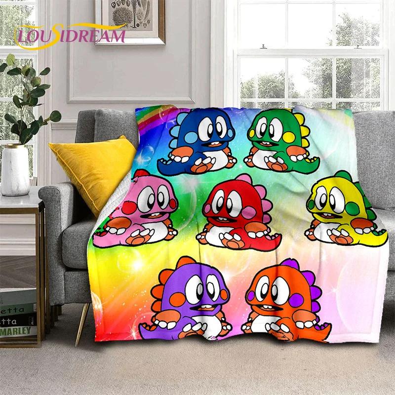 Мультяшный Bubble Bobble Puzzle Bobble Retro Game Мягкое фланелевое одеяло для кроватей, спальни, дивана, пикника, плед для отдыха на открытом воздухе
