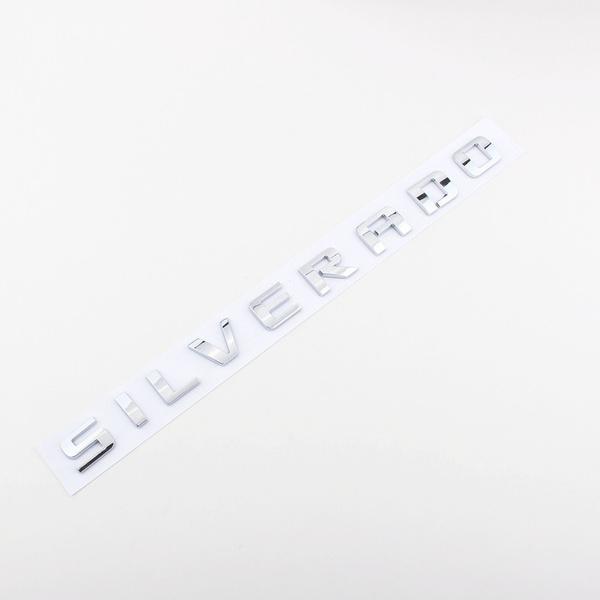 3D Car Side Fender Trunk Emblem Badge Sticker For SILVERADO Letters Logo Nameplate Silver Black Auto Replace Accessories